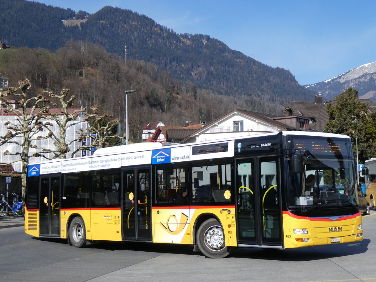 (272'298) - PostAuto Zentralschweiz - Nr. 502/OW 10'002/PID 10'266 - MAN (ex Nr. 5; ex Dillier, Sarnen Nr. 5) am 21. Februar 2025 beim Bahnhof Sarnen