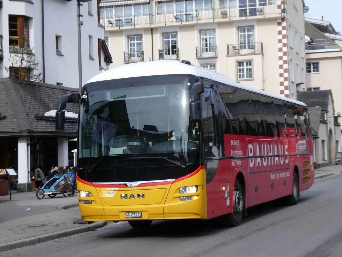 (272'416) - PostAuto Graubnden - GR 173'201/PID 10'503 - MAN am 22. Februar 2025 in Lenzerheide, Post