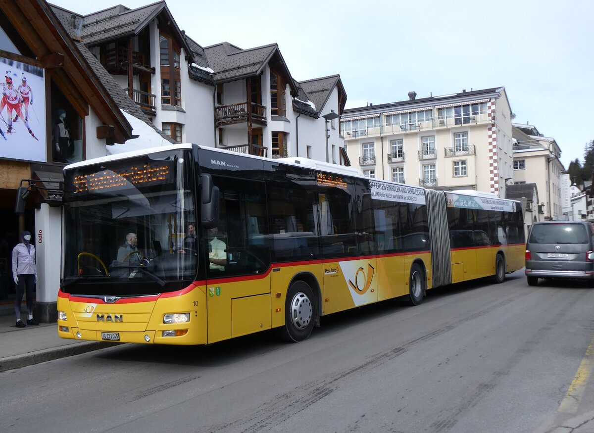 (272'425) - Eurobus, Arbon - Nr. 10/TG 121'045/PID 10'451 - MAN am 22. Februar 2025 in Lenzerheide, Post