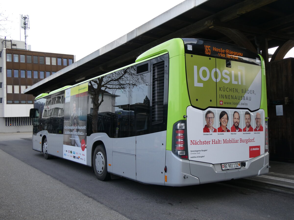 (272'448) - Busland, Burgdorf - Nr. 132/BE 901'132 - Mercedes am 22. Februar 2025 beim Bahnhof Burgdorf