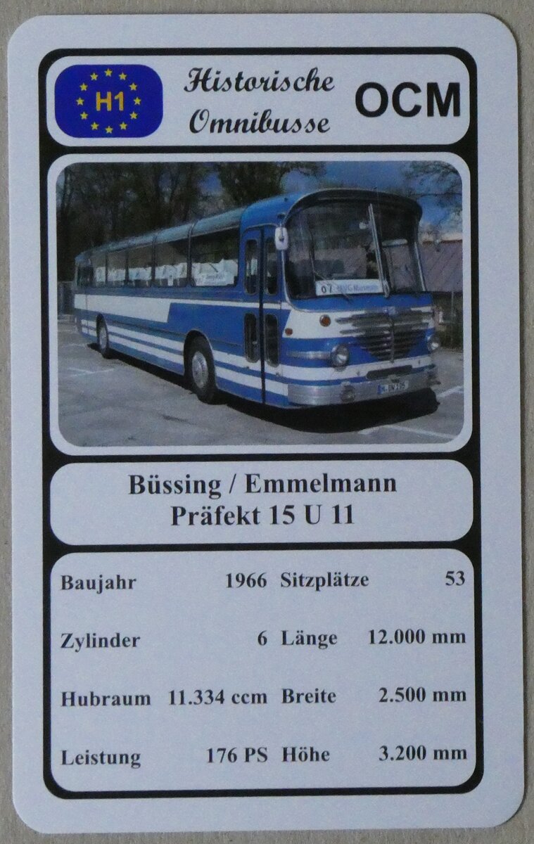 (274'647) - Quartett-Spielkarte mit Bssing / Emmelmann Prfekt 15 U 11 von 1966 am 4. Mai 2025 in Thun