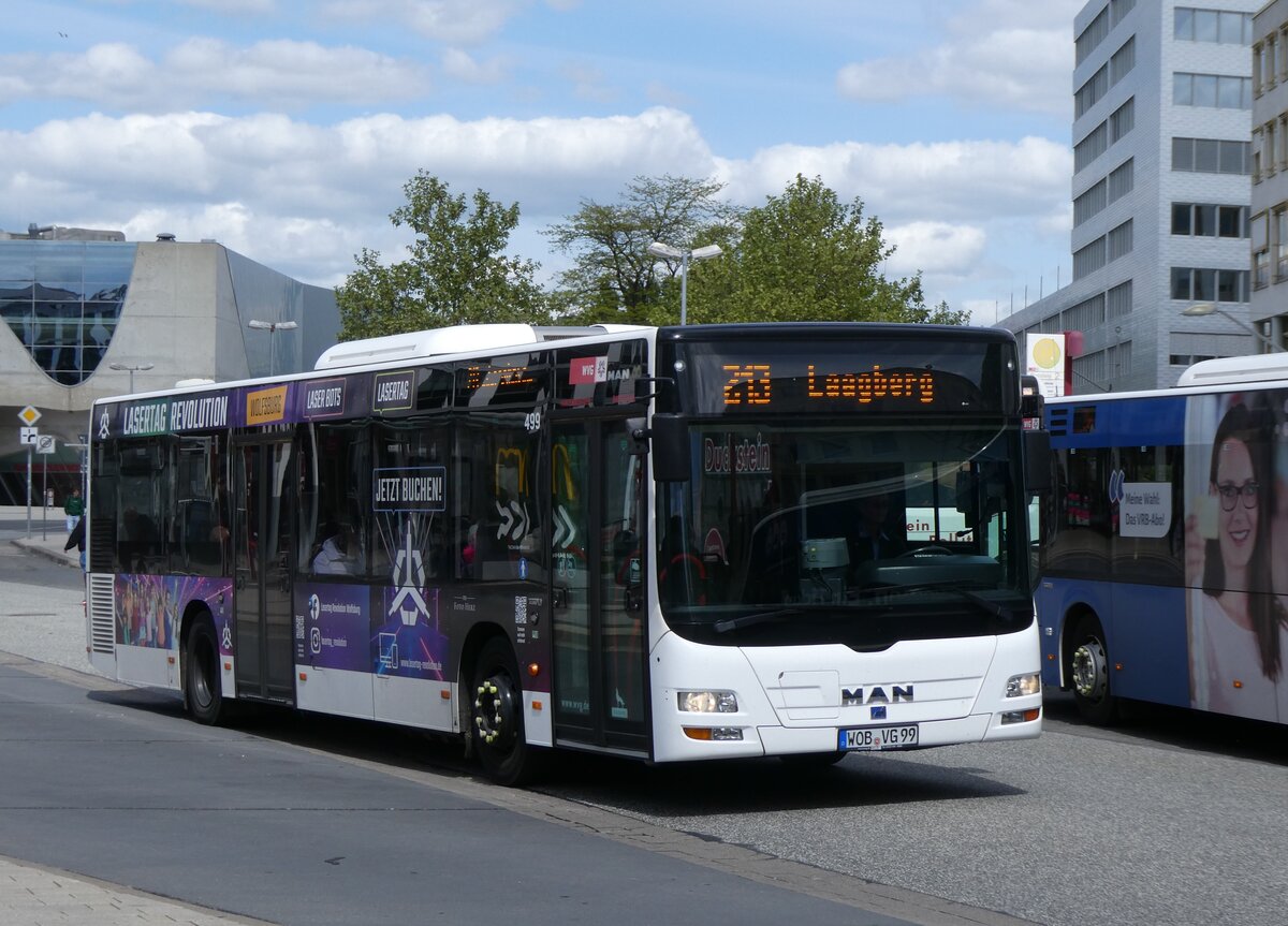 (274'980) - WVG Wolfsburg - Nr. 499/WOB-VG 99 - MAN am 7. Mai 2025 beim Hauptbahnhof Wolfsburg