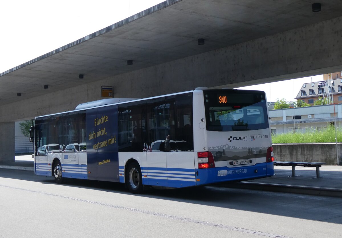 (276'860) - BOTG Amriswil - Nr. 419/TG 64'058 - MAN (ex StadtBUS, Frauenfeld; ex RTB Altsttten; ex PostBus/A) am 17. Juni 2025 in Arbon, Bushof