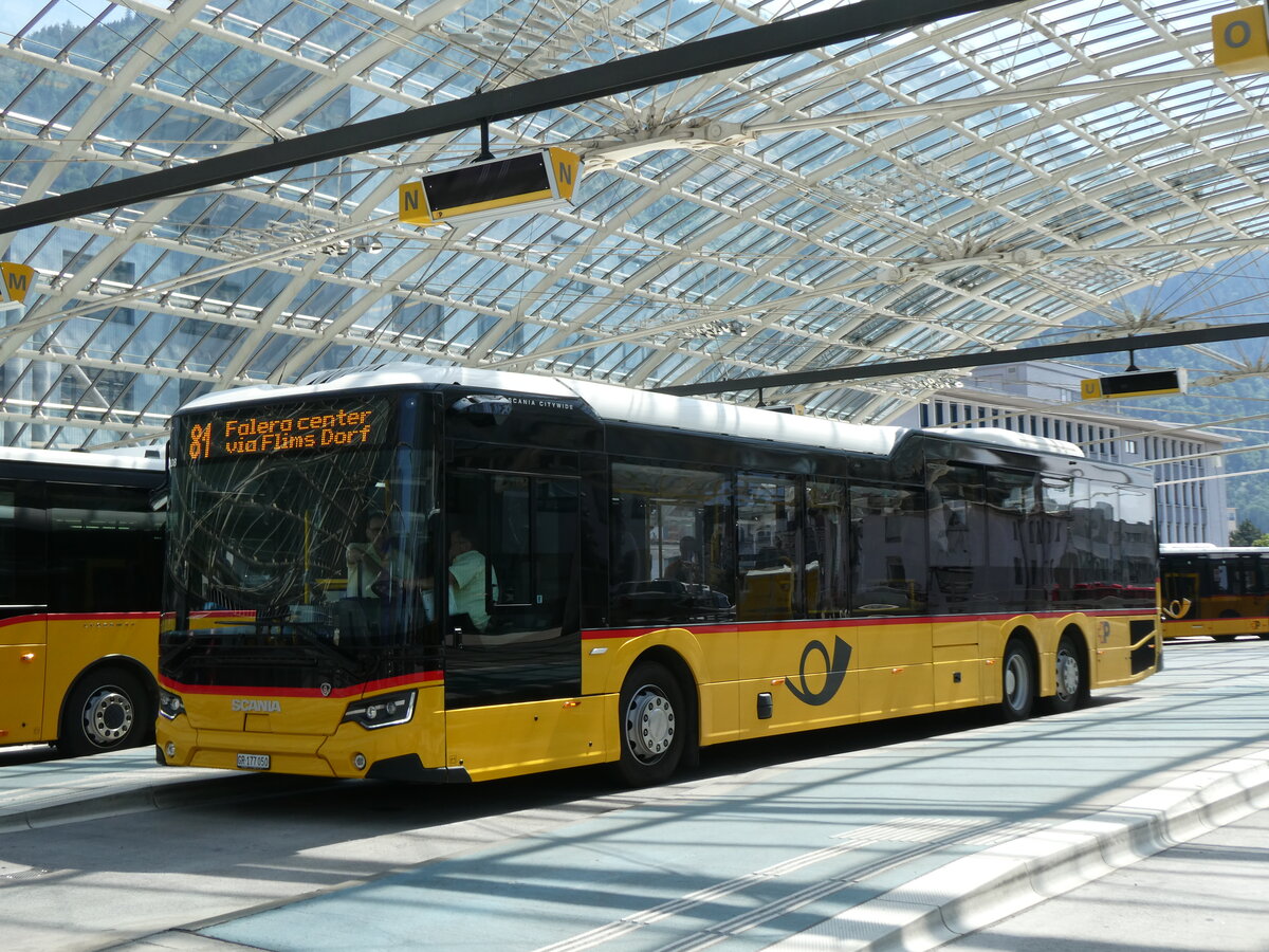 (276'923) - PostAuto Graubnden - GR 177'050/PID 12'108 - Scania am 18. Juni 2025 in Chur, Postautostation