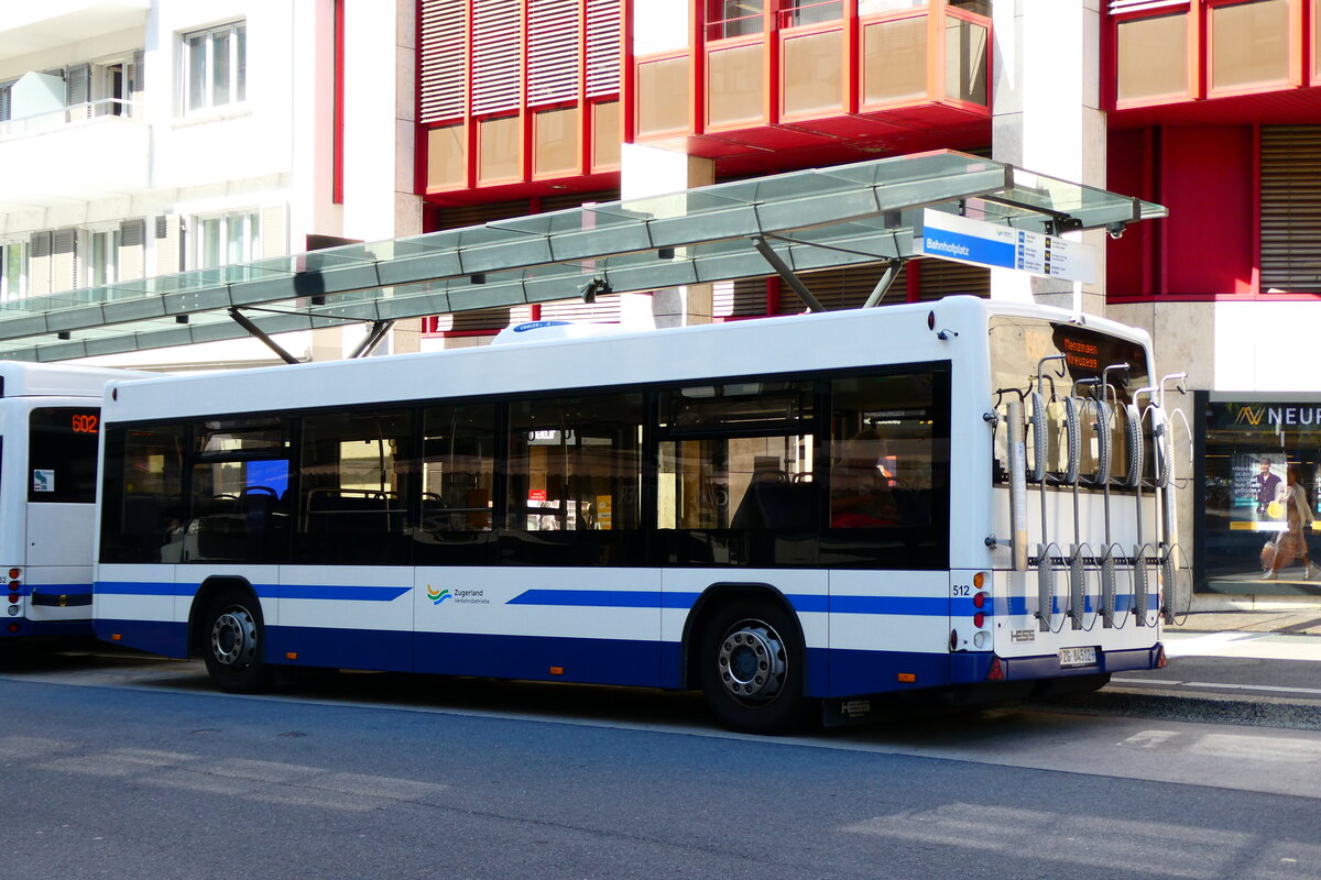 (279'416) - ZVB Zug - Nr. 512/ZG 84'512 - Hess Personenanhnger am 26. August 2025 beim Bahnhof Zug