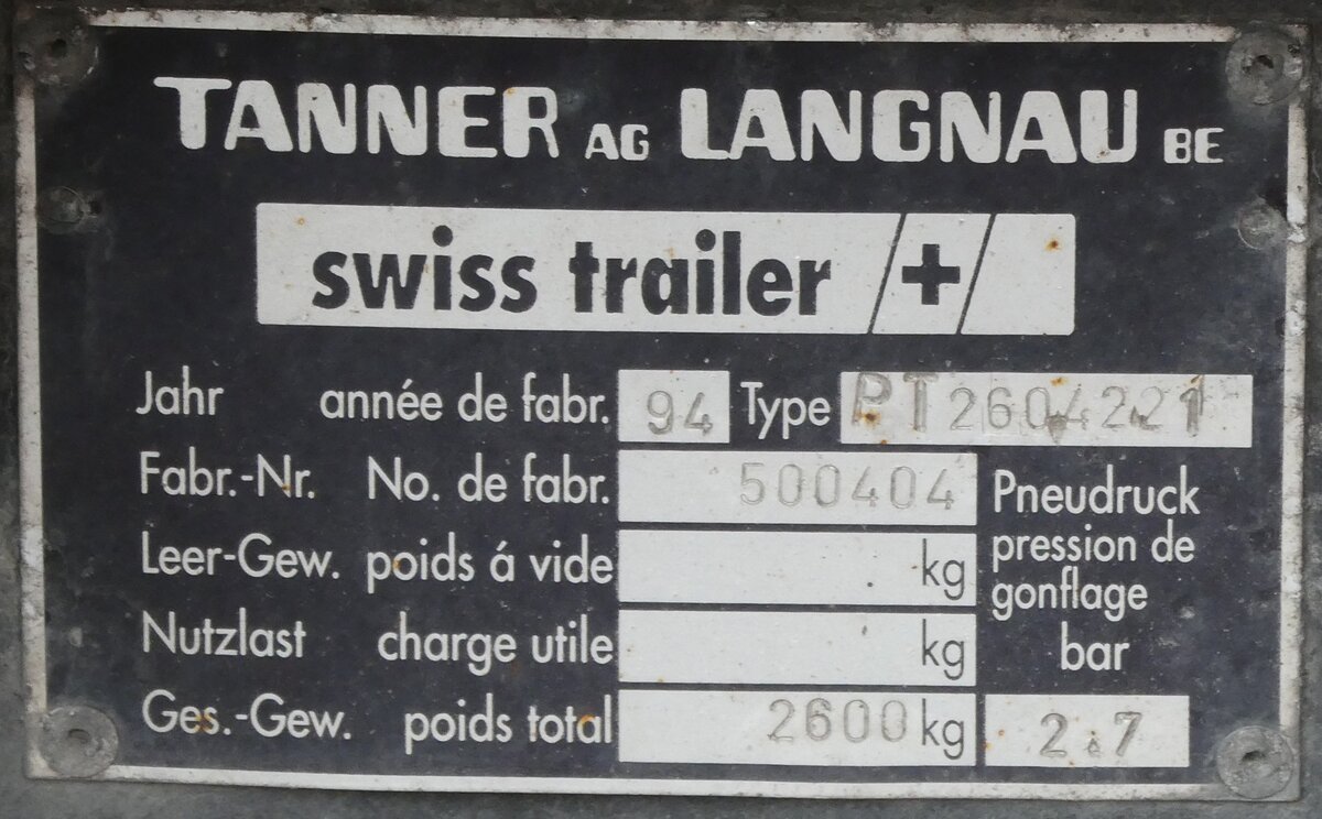 (279'827) - Typenschild - Gohl, Btzberg - am 2. September 2025 in Thun, Kleine Allmend