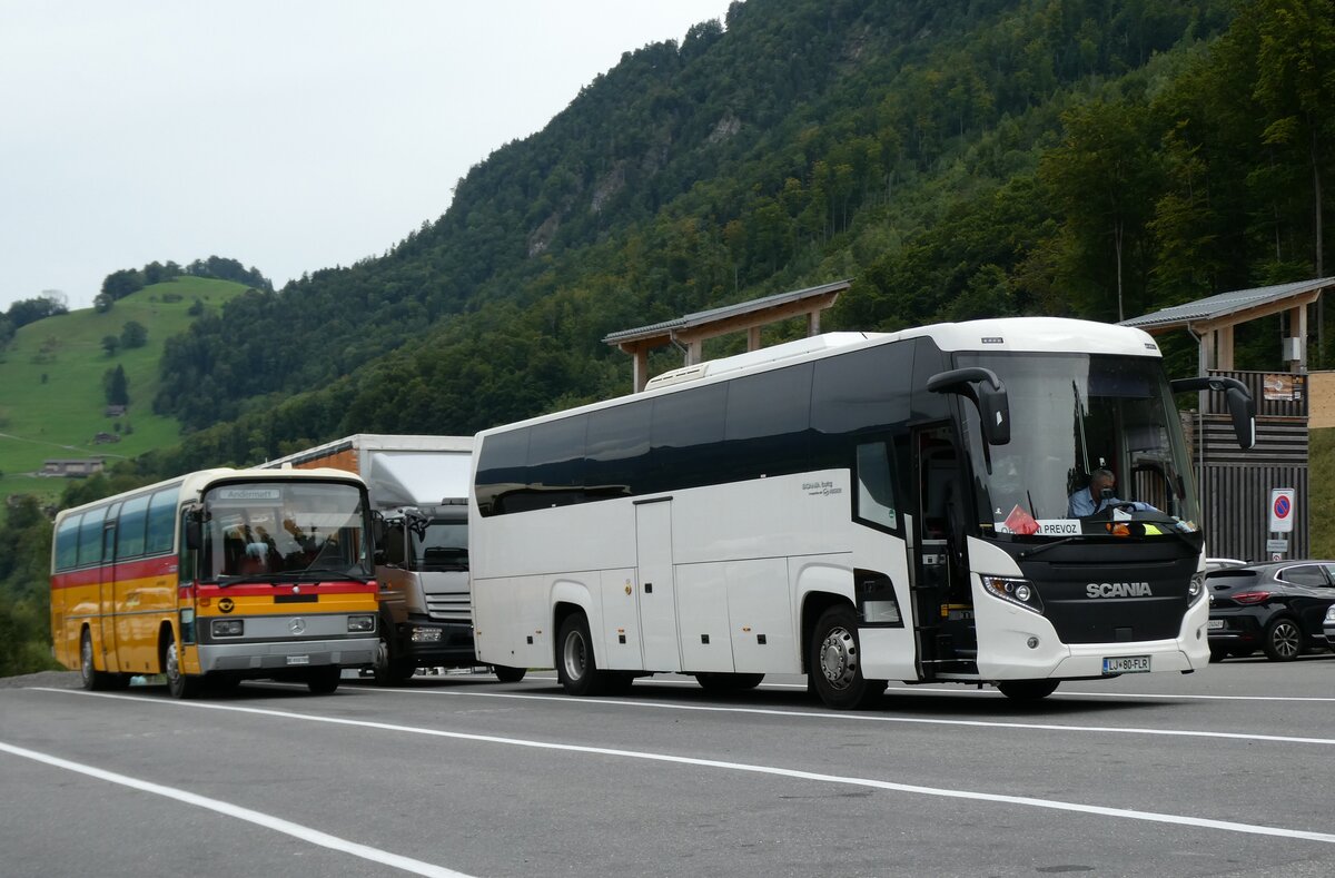 (280'048) - Aus Slowenien: ??? - LJ 80-FLR - Scania/Higer am 8. September 2025 in Giswil, OWI-Land