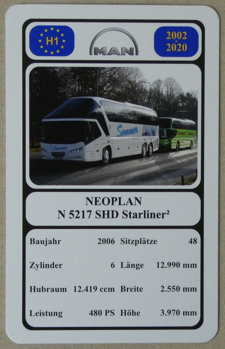 (280'643) - Quartett-Spielkarte mit NEOPLAN N 5217 SHD Starliner 2 von 2006 am 22. September 2025 in Thun (280'643) - Quartett-Spielkarte mit NEOPLAN N 5217 SHD Starliner 2 von 2006 am 22. September 2025 in Thun