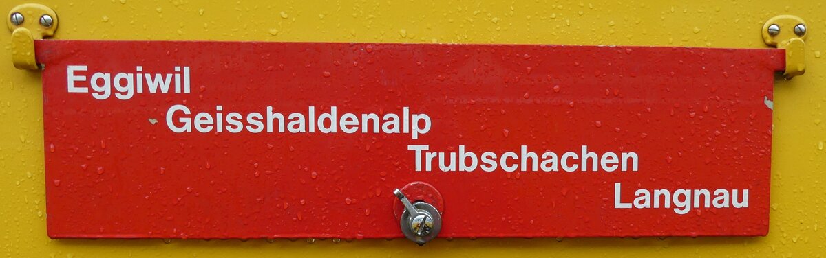 (280'687) - Routentafel - Eggiwil Geisshaldenalp Trubschachen Langnau - am 27. September 2025 beim Bahnhof Wädenswil (280'687) - Routentafel - Eggiwil Geisshaldenalp Trubschachen Langnau - am 27. September 2025 beim Bahnhof Wädenswil