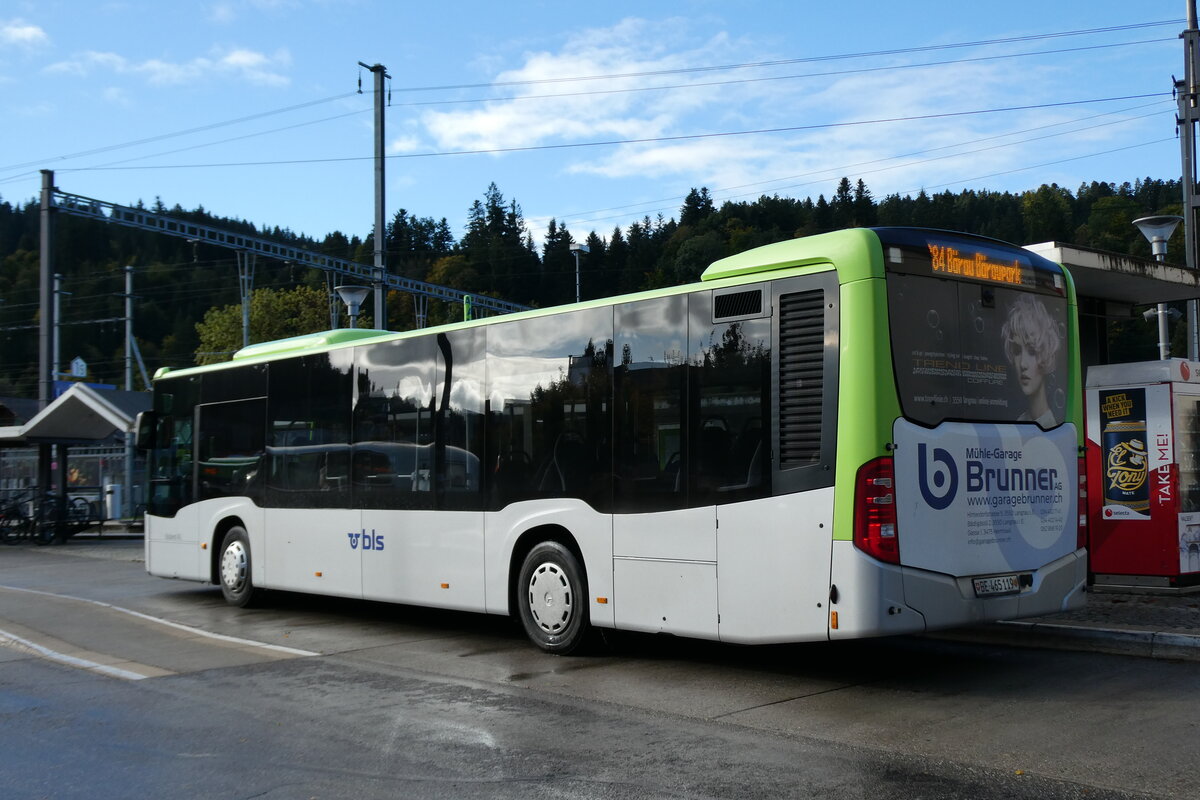 (281'002) - Busland, Burgdorf - Nr. 119/BE 465'119 - Mercedes am 5. Oktober 2025 beim Bahnhof Langnau (281'002) - Busland, Burgdorf - Nr. 119/BE 465'119 - Mercedes am 5. Oktober 2025 beim Bahnhof Langnau