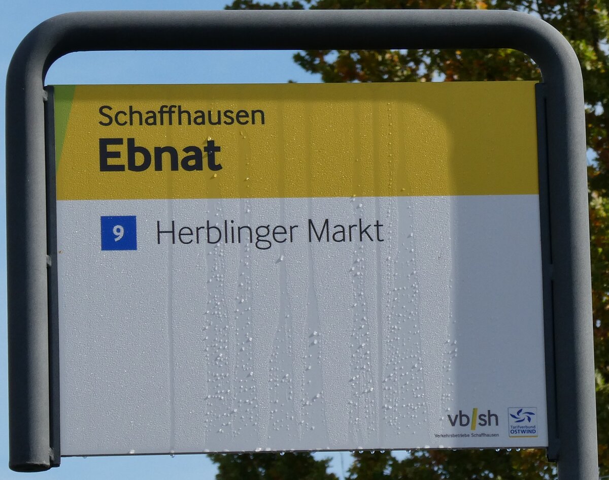 (281'110) - vb/sh-Haltestellenschild - Schaffhausen, Ebnat - am 10. Oktober 2025