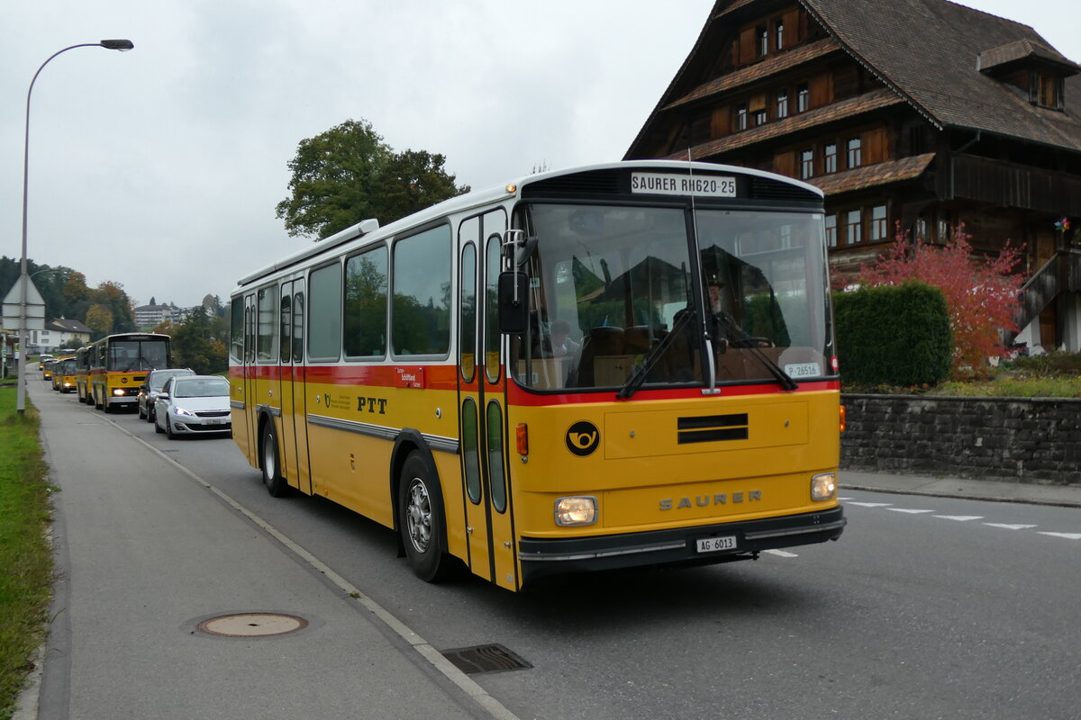 (281'394) - Gloor, Staufen - AG 6013 - Saurer/Hess (ex ALMAT, Tagelswangen; ex P 26'516) am 12. Oktober 2025 in Hellbhl, Luzernstrasse