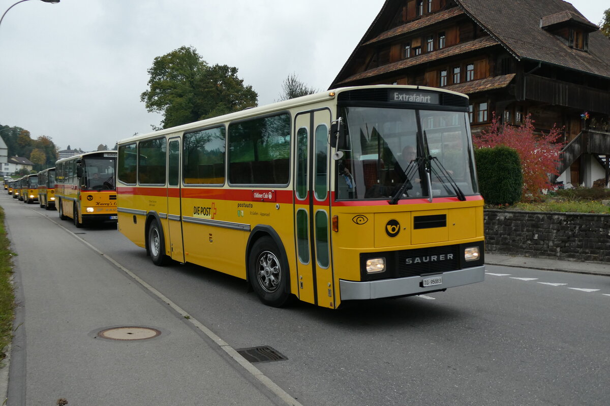 (281'395) - Oldtimer Club Saurer, Arbon - TG 95'083 - Saurer/Tscher (ex Schwizer, Goldach Nr. 2) am 12. Oktober 2025 in Hellbhl, Luzernstrasse