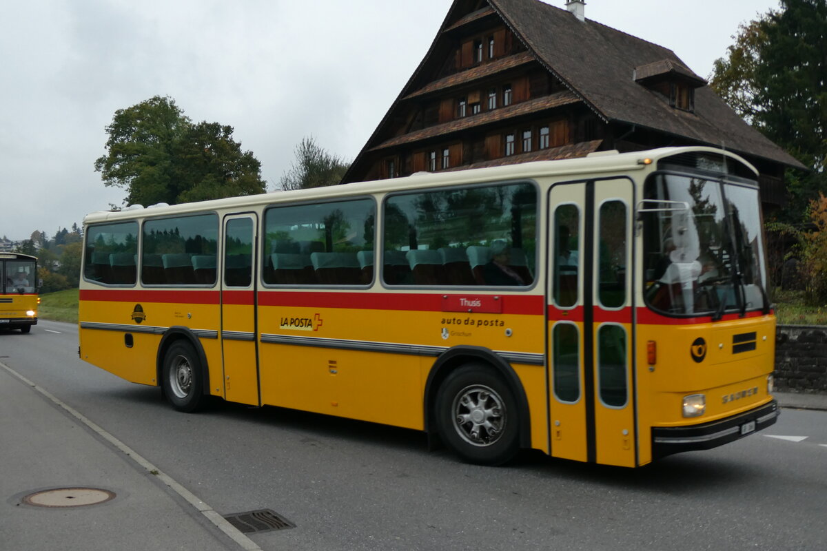 (281'401) - Gaudenz, Andeer - GR 1866 - Saurer/R&J (ex Mark, Andeer PID 2824; ex PostAuto Graubnden; ex P 24'350) am 12. Oktober 2025 in Hellbhl, Luzernstrasse