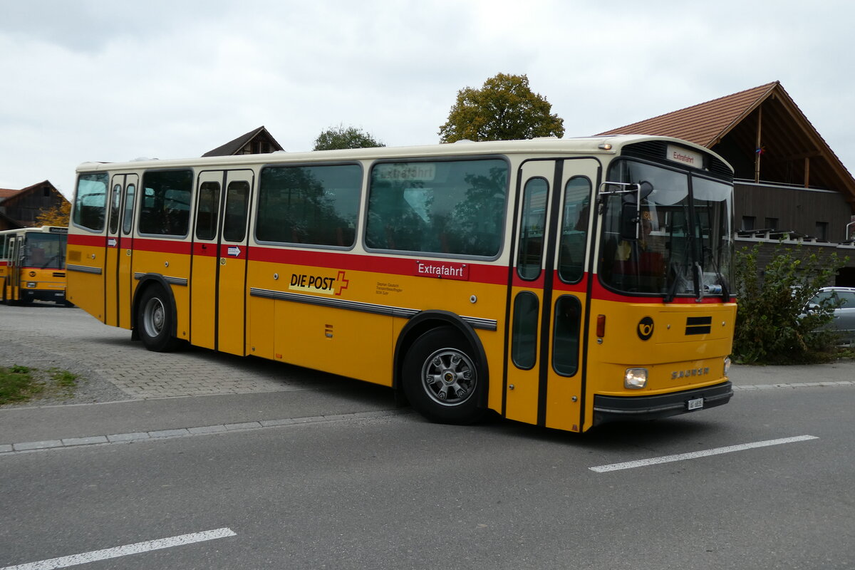 (281'475) - Gautschi, Suhr - AG 6835 - Saurer/Tscher (ex Ltscher, Neuheim Nr. 200/PID 2525; ex Cartek, Regensdorf; ex P 25'822) am 12. Oktober 2025 in Hitzkirch, Interkantonale Polizeischule