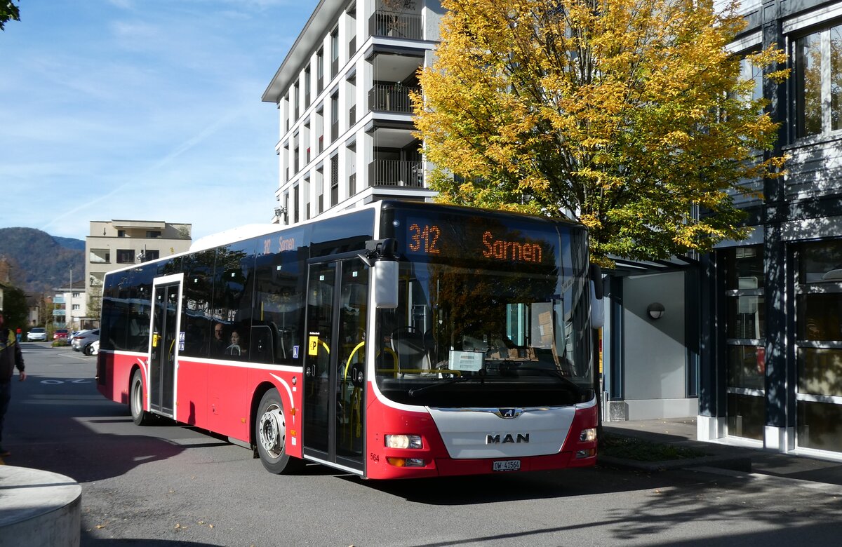(281'870) - PostAuto Zentralschweiz - Nr. 564/OW 41'564/PID 12'449 - MAN (ex Dr. Richard, A-Wien Nr. 1427) am 28. Oktober 2025 beim Bahnhof Stans
