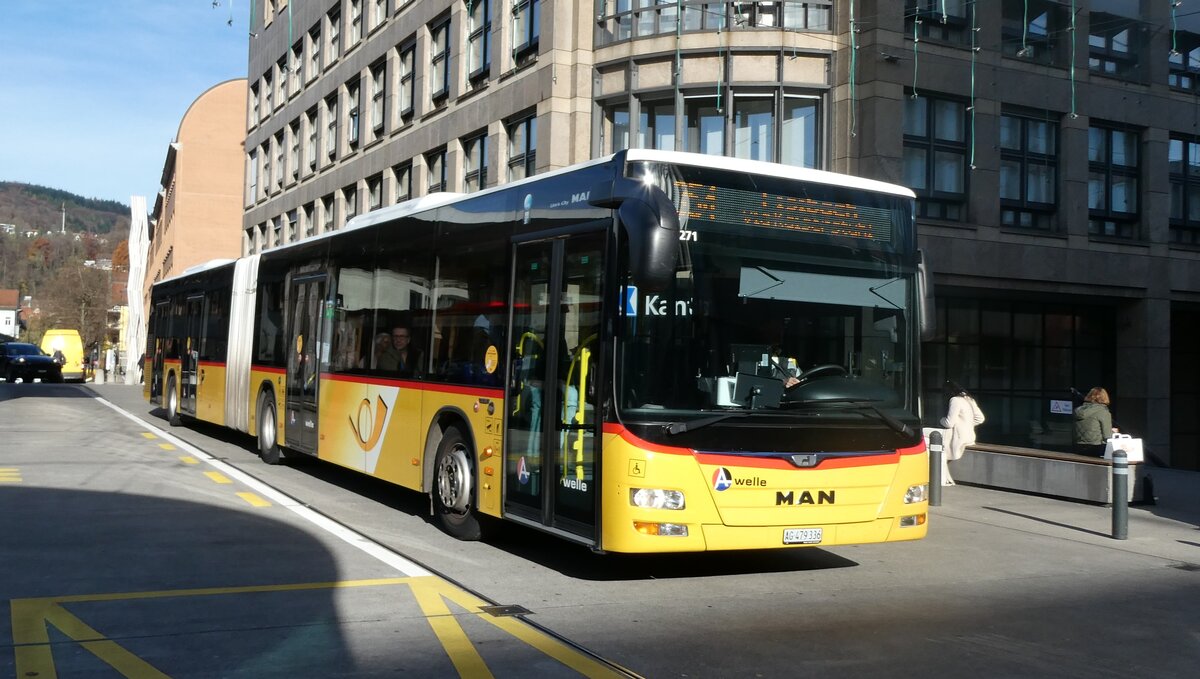 (282'332) - PostAuto Nordschweiz - AG 479'336/PID MAN/PID 10'271 - MAN am 11. November 2025 beim Bahnhof Baden