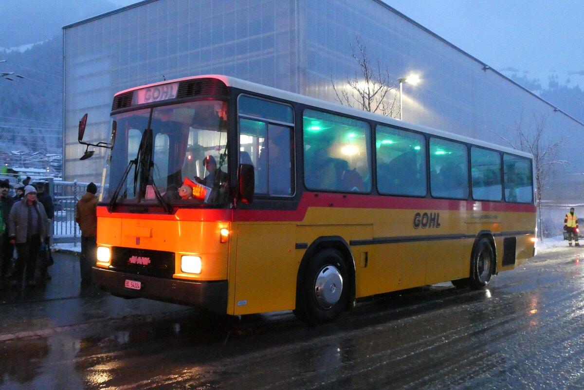 (283'780) - Gohl, Herzogenbuchsee - Nr. 11/BE 54'324 - NAW/Hess (ex Flury, Balm PID 1653; ex Steiner, Altb�ron Nr. 11) am 10. Januar 2026 beim Bahnhof Frutigen