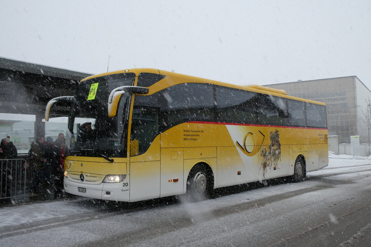 (283'875) - Tschannen, Zofingen - Nr. 20/AG 16'360 - Mercedes am 10. Januar 2026 beim Bahnhof Frutigen