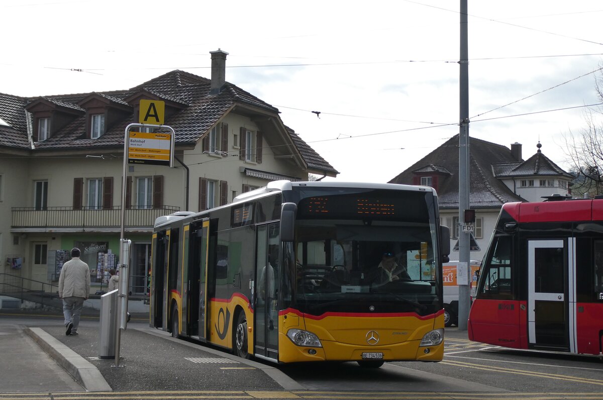 (284'306) - PostAuto Bern - BE 734'536/PID 11'404 - Mercedes (ex BE 610'540) am 22. Januar 2026 beim Bahnhof Worb Dorf