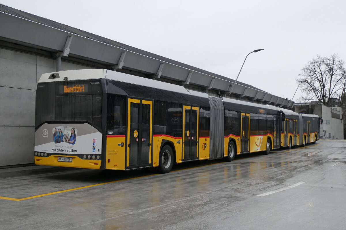 (284'420) - Steiner, Ortschwaben - Nr. 9/BE 433'818/PID 11'207 - Solaris (ex AVA Biel Nr. 11) am 29. Januar 2026 in Bern, Postautostation