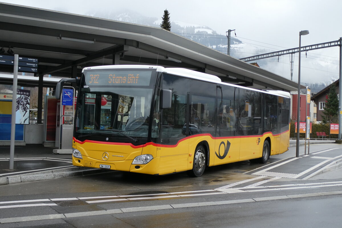 (284'957) - PostAuto Zentralschweiz - Nr. 514/NW 1049/PID 10'589 - Mercedes (ex H�fliger, Sursee Nr. 29) am 20. Februar 2026 beim Bahnhof Sarnen