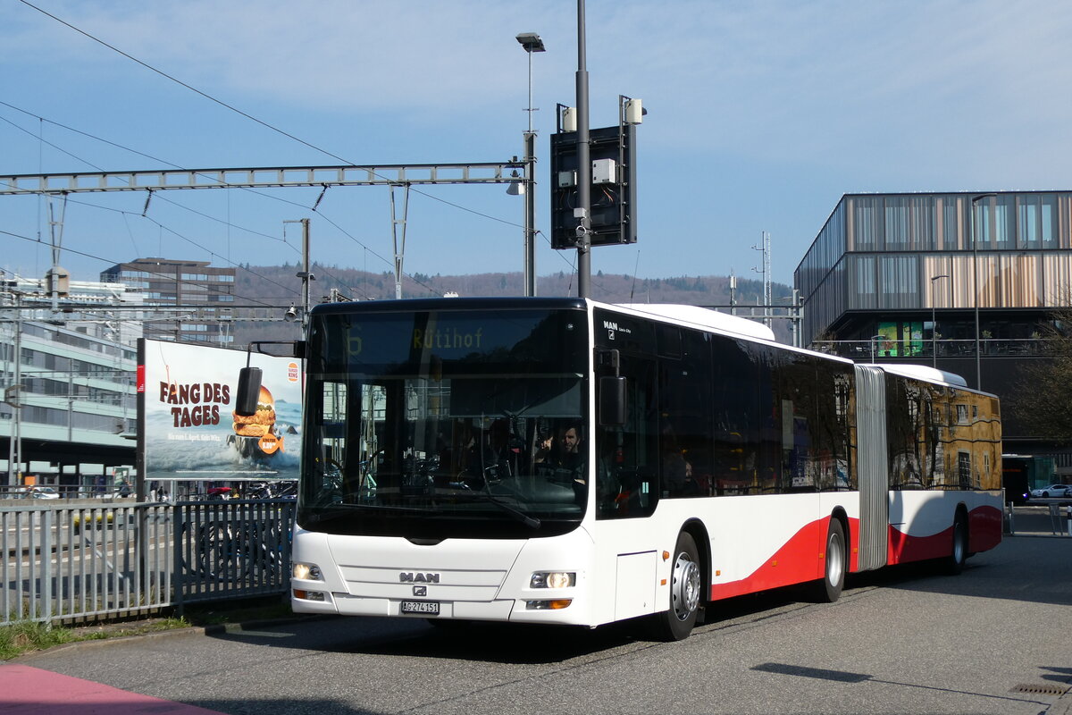 (285'489) - Inderm�hle, Rekingen - Nr. 132/AG 274'151 - MAN (ex RVBW Wettingen Nr. 160) am 19. M�rz 2026 beim Bahnhof Baden