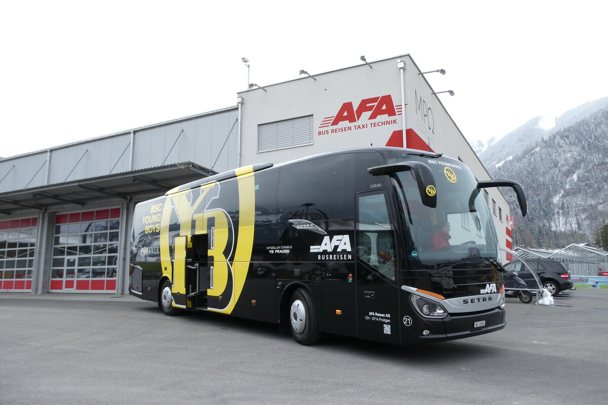 (285'755) - AFA Adelboden - Nr. 21/BE 1898 - Setra (ex Gerber, DD-M�nchen; ex H�ffmann, D-Vechta) am 27. M�rz 2026 in Frutigen, Garage