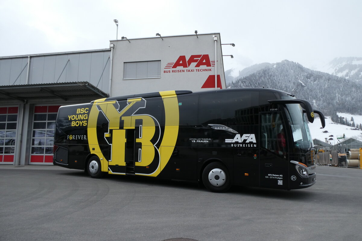 (285'756) - AFA Adelboden - Nr. 21/BE 1898 - Setra (ex Gerber, D-M�nchen; ex H�ffmann, D-Vechta) am 27. M�rz 2026 in Frutigen, Garage
