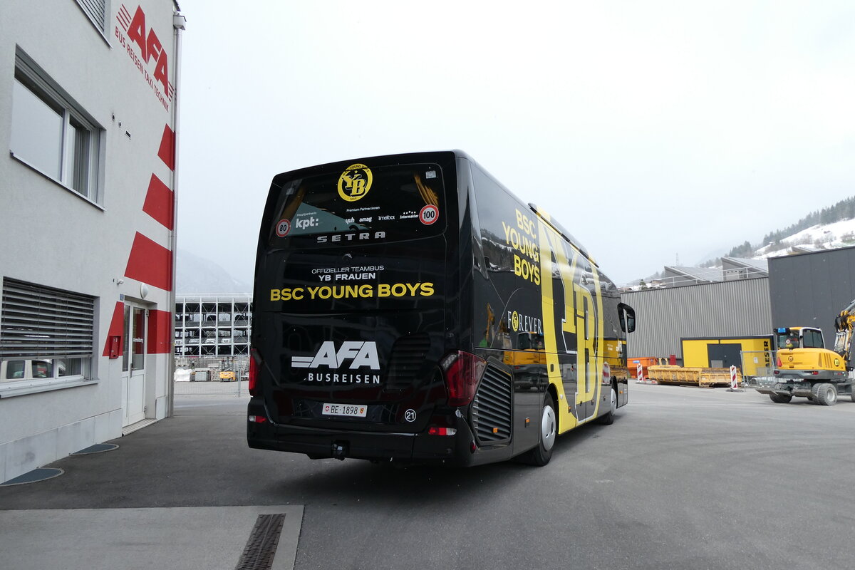 (285'762) - AFA Adelboden - Nr. 21/BE 1898 - Setra (ex Gerber, D-M�nchen; ex H�ffmann, D-Vechta) am 27. M�rz 2026 in Frutigen, Garage