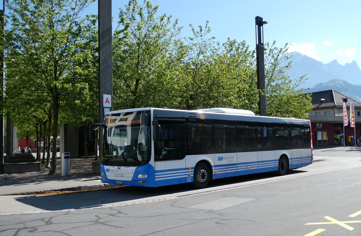 (286'521) - RTB Altst�tten - Nr. 92/SG 482'225 - MAN (ex PostBus/A BD 15'335) am 30. April 2026 beim Bahnhof Sargans