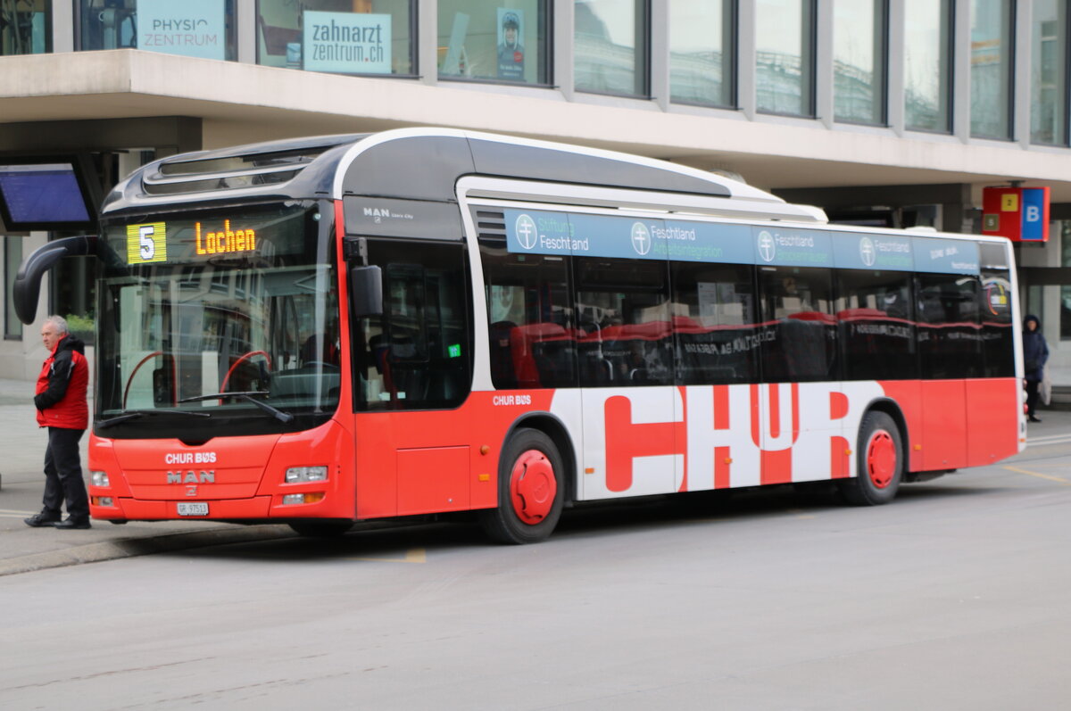 Chur Bus, Chur - Nr. 13/GR 97'513 - MAN am 15. Januar 2025 beim Bahnhof Chur (Aufnahme: Martin Beyer)