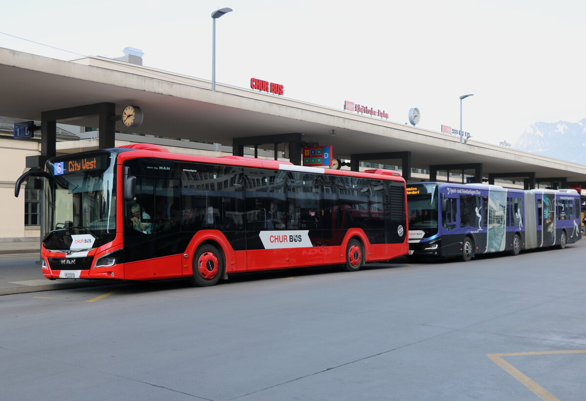 Chur Bus, Chur - Nr. 1/GR 97'501 - MAN am 15. Januar 2025 beim Bahnhof Chur (Aufnahme: Martin Beyer)