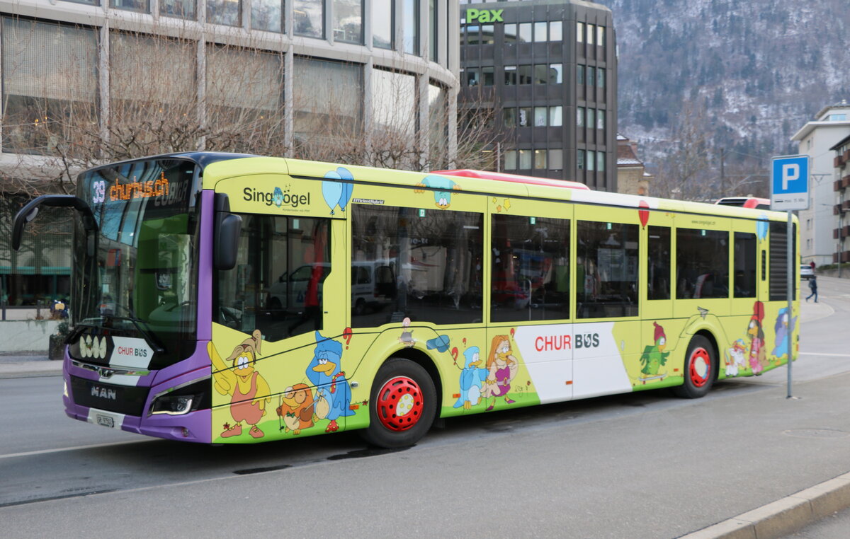 Chur Bus, Chur - Nr. 2/GR 97'502 - MAN am 15. Januar 2025 beim Bahnhof Chur (Aufnahme: Martin Beyer)