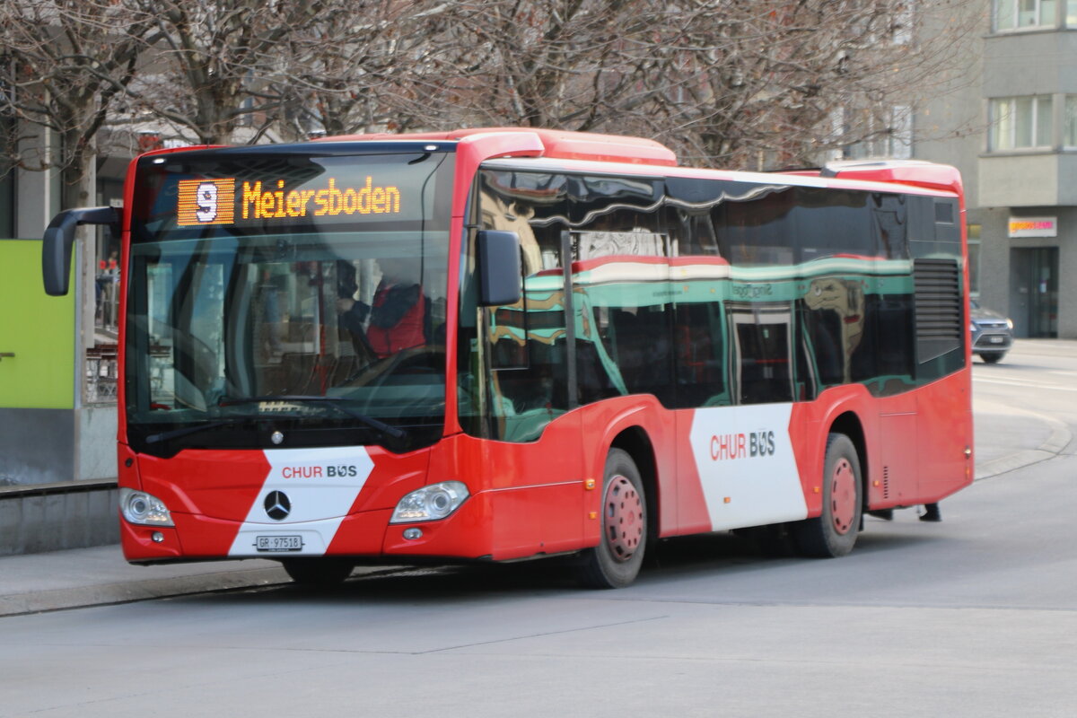 Chur Bus, Chur - Nr. 18/GR 97'518 - Mercedes am 15. Januar 2025 beim Bahnhof Chur (Aufnahme: Martin Beyer)