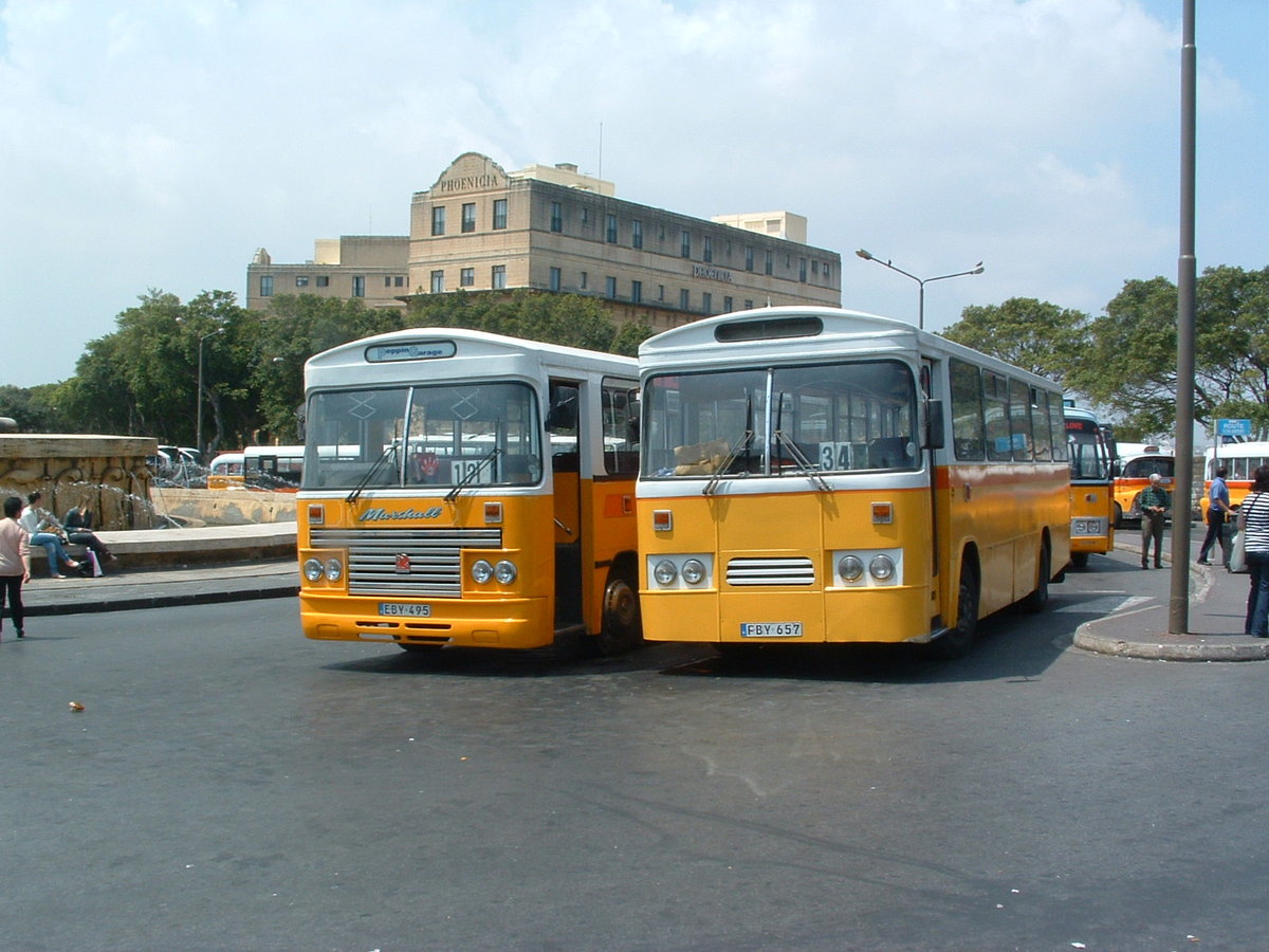 EBY 495 & FBY 657 (Formerly Y-0495 & Y-0657)

Both these vehicles are 1981 Bedford YMQs, fitted with Marshall B49F bodies and new to Norfolk County Council Education Department in the UK.

City Gate Terminus, Valletta, Malta 29th April 2010.