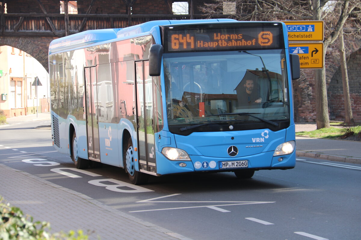 Mller, Biblis - HP-M 2060 - Mercedes Benz Citaro C2 LE am 22. Mrz 2022 in Worms (Aufnahme: Martin Beyer)