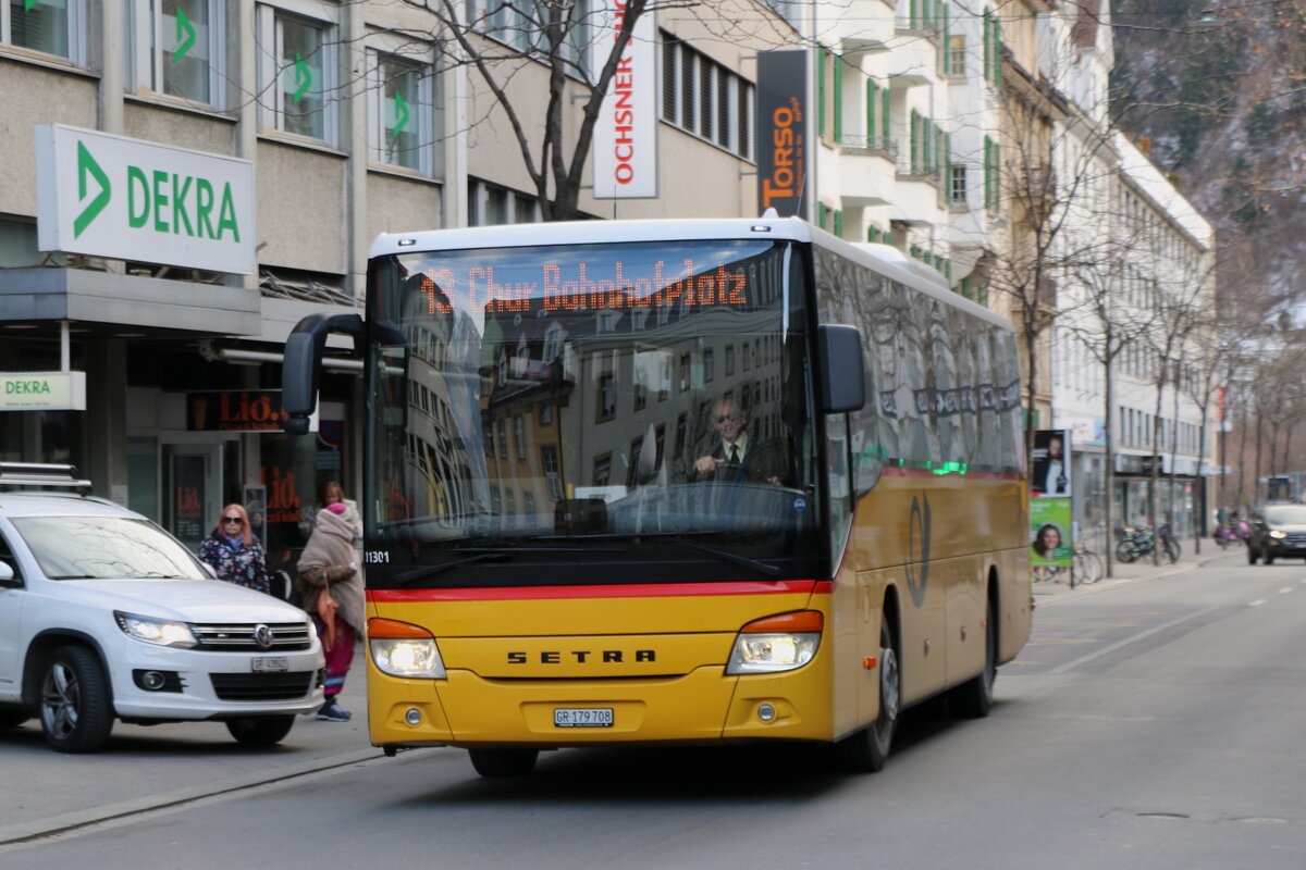 PostAuto Graubnden - GR 179'708/PID 11'301 - Setra am 15. Januar 2025 in Chur, Quaderstrasse (Aufnahme: Martin Beyer)