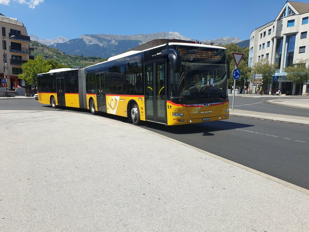 Postauto Wallis - Nr. 51/VS 536'944 - PID 10681 - (Ex TMR Martigny) - MAN le 1 aot 2022  Sion, gare