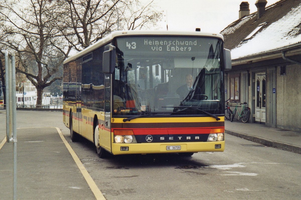 (R 4026) - Aus dem Archiv: STI Thun - Nr. 9/BE 36'720 - Setra (ex AvH Heimenschwand Nr. 9) am 19. Februar 2005 beim Bahnhof Thun