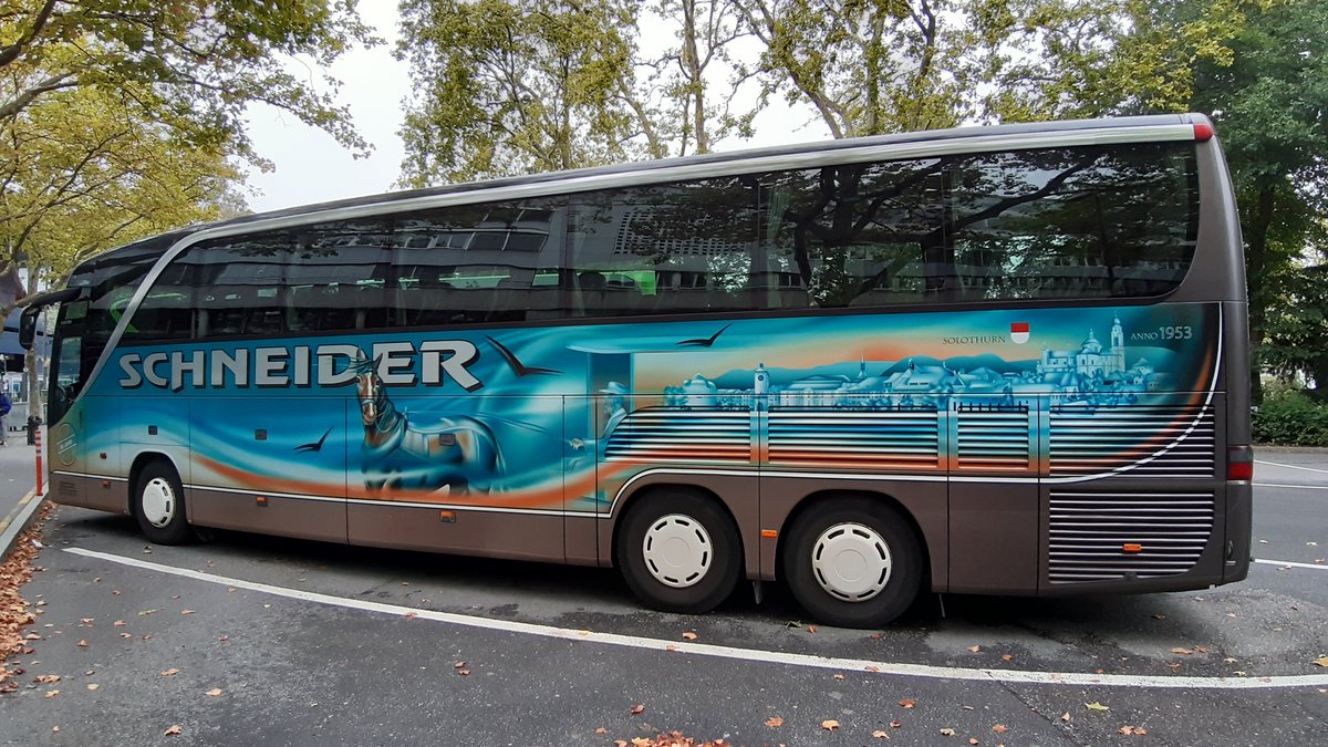 Setra S416 HDH  Trisan , Schneider Reisen & Transport AG, Langendorf, SO 20457, in Luzern, Busparkplatz Inseliquai