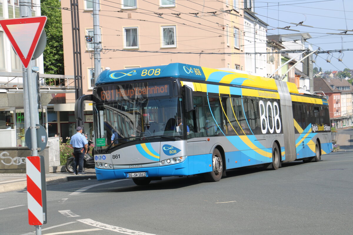 SWS Solingen - Nr. 861/SG-SW 1861 - Solaris Gelenktrolleybus am 19. Juni 2022 in Solingen (Aufnahme: Martin Beyer)