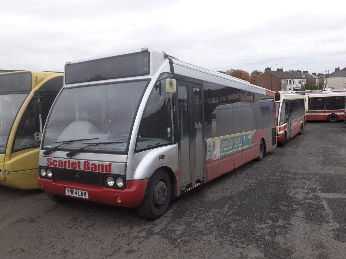 YN04 LWM
2004 Optare Solo
Optare B31F

New to Morden College, Blackheath, London as a non-PSV, later passing to Scarlet Band Bus & Coach Limited, West Cornforth, County Durham, England and becoming a proper PSV.  Fitted with seatbelts and air conditioning from new.

Photographed at Scarlet Band Depot at West Cornforth 18th October 2020.