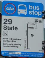 (153'159) - cta-Haltestellenschild - Chicago, Navy Pier - am 18.