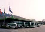 (MD330) - Aus dem Archiv: Bucher, Luzern - Mercedes + Setra um 1995 in Luzern, Garage