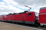 143 928-0 mit ihrem Dostozug angehangen an einen anderen Dosotozug ebenfalls mit einer 143er. Nordhausen 03.05.2014