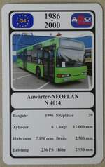 (277'215) - Quartett-Spielkarte mit Auw�rter-NEOPLAN N 4014 von 1996 am 22.