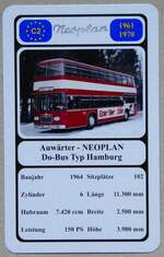 (279'128) - Quartett-Spielkarte mit Auwrter - NEOPLAN Do-Bus Typ Hamburg von 1964 am 17.