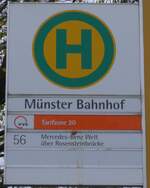 (186'506) - SSB/VVS-Haltestellenschild - Stuttgart, M�nster Bahnhof - am 12.
