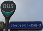 (167'378) - RATP-Haltestellenschild - Paris, Gare de Lyon - Diderot - am 18.